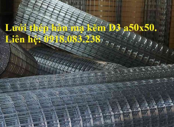 Lưới thép hàn mạ kẽm D3 a50x50- khổ 1m, 1.2m, 1.5m