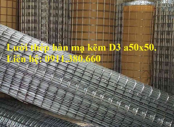 Lưới thép hàn mạ kẽm D3 a50x50- khổ 1m, 1.2m, 1.5m